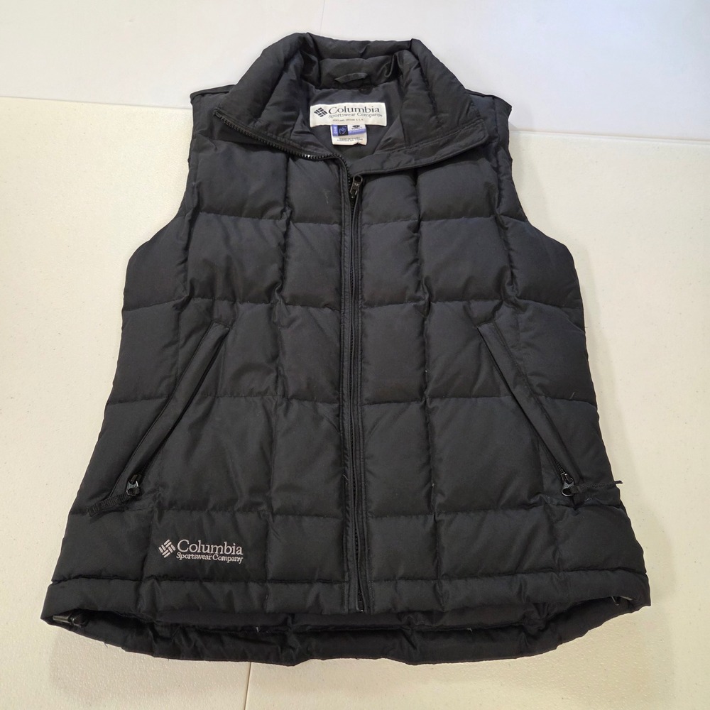 Columbia Core Interchange Black Puffer Vest Womens Small Quilted Full Zip Mock